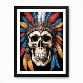 Skull Indian Headdress (16) Art Print