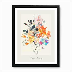 Peacock Flower 1 Collage Flower Bouquet Poster Art Print