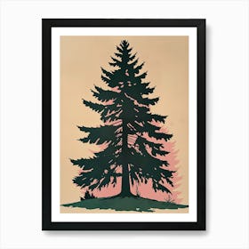 Douglas Fir Tree Illustration Colourful 4 Art Print