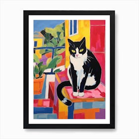 Painting Of A Cat In Athens Greece 1 Art Print