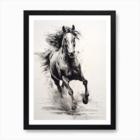 A Horse Painting In The Style Of Monochrome Painting 3 Art Print