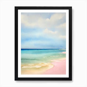 Pink Sands Beach 2, Bahamas Watercolour Art Print