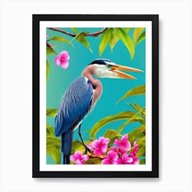 Great Blue Heron Tropical bird Art Print