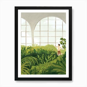 Child In A Greenhouse Garden Illustration Art Print