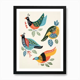 Folk Style Bird Painting Pheasant 4 Art Print