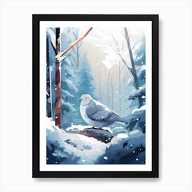 Pidgeon In The Snow 1 Art Print