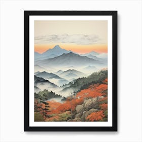 Shosenkyo Gorge In Yamanashi, Ukiyo E Drawing 2 Art Print