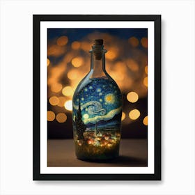 Starry Night By Vincent Van Gogh In The Bottle Art Print