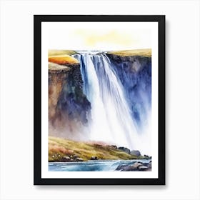 Hrafnabjargarfoss, Iceland Water Colour  (1) Art Print