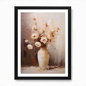 Rose, Autumn Fall Flowers Sitting In A White Vase, Farmhouse Style 1 Art Print