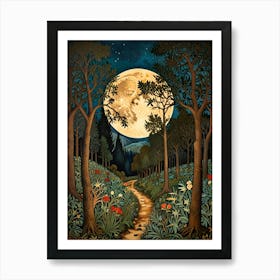 william morris Full Moon In The Forest 3 Art Print