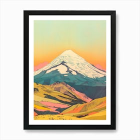 Cotopaxi Ecuador Color Line Drawing (3) Art Print