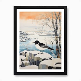 Winter Bird Painting Magpie 4 Art Print