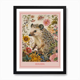Floral Animal Painting Hedgehog 1 Poster Art Print