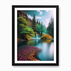 Waterfall In The Forest 10 Art Print