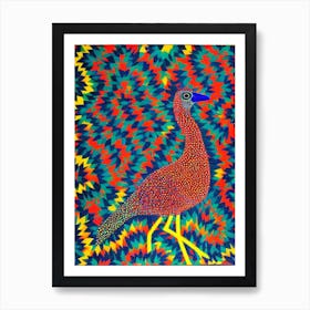 Emu Yayoi Kusama Style Illustration Bird Art Print