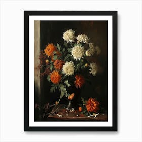 Baroque Floral Still Life Chrysanthemums 1 Art Print