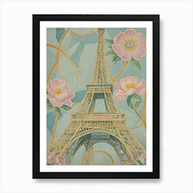 Eiffel Tower and Flowers Art Print