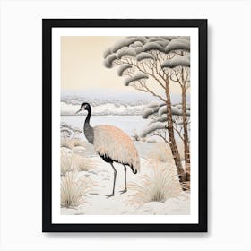 Winter Bird Painting Emu 4 Art Print