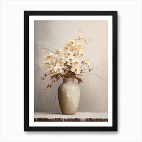 Orchid, Autumn Fall Flowers Sitting In A White Vase, Farmhouse Style 2 Art Print