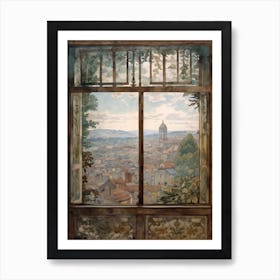 A Window View Of Florence In The Style Of Art Nouveau 2 Art Print