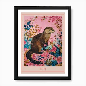 Floral Animal Painting Otter 4 Poster Art Print