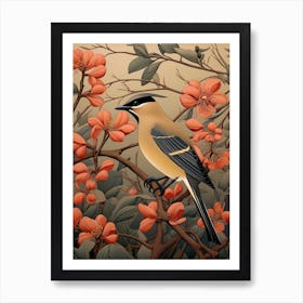 Dark And Moody Botanical Cedar Waxwing 4 Affiche