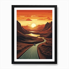 Fimmvorduhals Pass Iceland 1 Vintage Travel Illustration Art Print