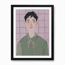 Portrait of a Young Man. Acrylic Painting Art Print