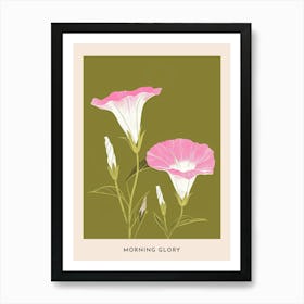 Pink & Green Morning Glory 1 Flower Poster Art Print