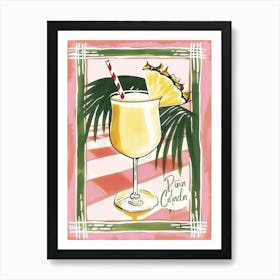 Pina Colada Cocktail Painting Art Kitchen Anana Art Print