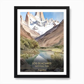 Los Glaciares National Park Argentina Patagonia Watercolour 4 Art Print