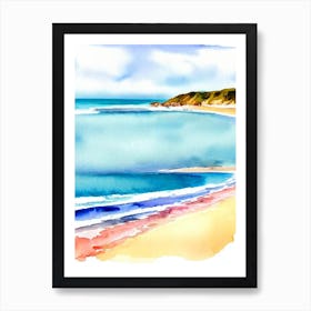 Playa De La Concha, San Sebastian, Spain Watercolour Art Print