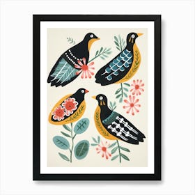 Folk Style Bird Painting Grouse 1 Art Print