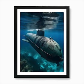 Submarine In The Ocean-Reimagined 45 Art Print