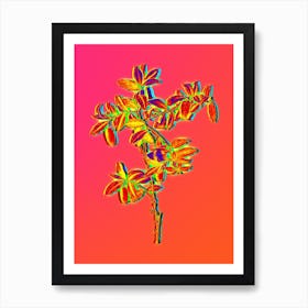 Neon Apple Berry Botanical in Hot Pink and Electric Blue n.0469 Art Print