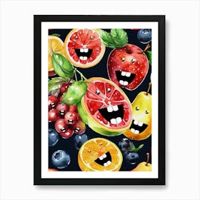 Happy Fruits Art Print