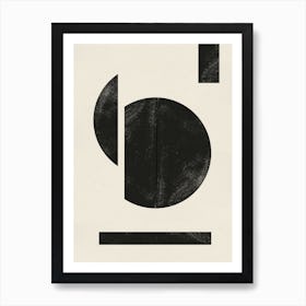 Japandi Woodblock Object, Minimalist Geometric Shapes, Modern Neutral Home Style, Beige and Black Watercolor Art Print