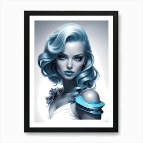 Blue Haired Girl 2 Art Print