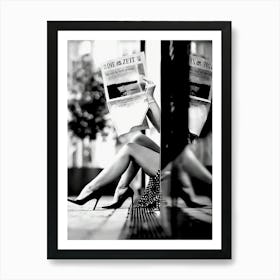 High Heels Woman Reading Newspaper Art Print