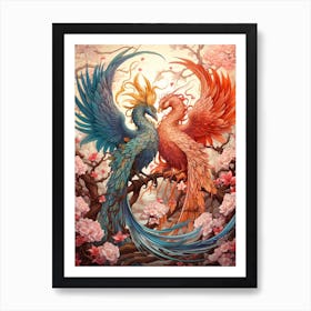Dragon And Phoenix Illustration 1 Art Print