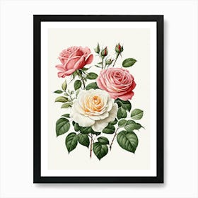 Vintage Galleria Style Rose Art Painting 26 Art Print