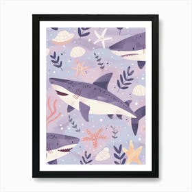 Purple Bamboo Shark Illustration 3 Art Print