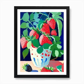 Everbearing Strawberries, Plant Abstract Still Life 2 Art Print