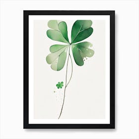 White Clover Leaf Minimalist Watercolour 2 Art Print