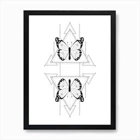 Mirrored Butterfly Line Art Print Illustration Art Print