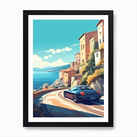 A Nissan Z In Amalfi Coast, Italy, Car Illustration 1 Art Print