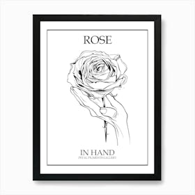 Rose In Hand Line Drawing 2 Poster Art Print