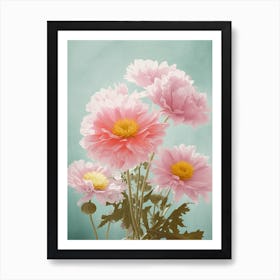 Chrysanthemums Flowers Acrylic Painting In Pastel Colours 4 Art Print