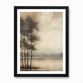 Forest Lake Watercolor Painting Art Print